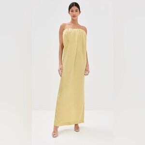 NWT Anna October Tiana Crinkled Satin Strapless Column Maxi Dress